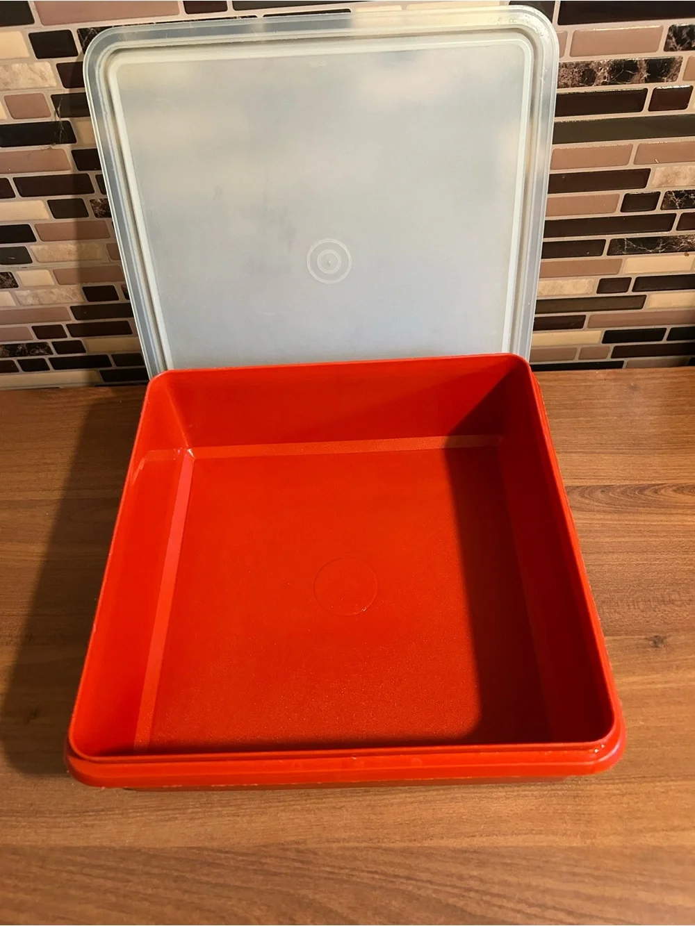 Vintage Tupperware Paprika 9x9” Square Food Storage Container